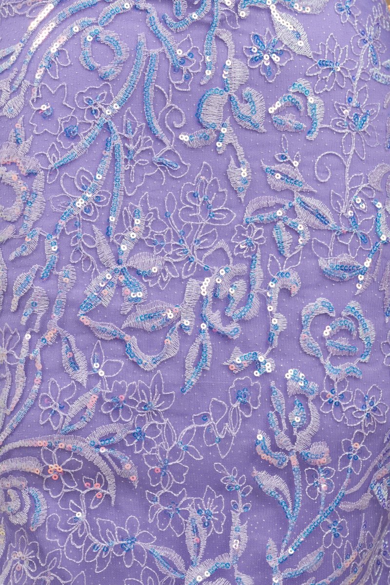 Feloria | Lilac Strapless Mermaid Sequined Lace Formal Prom Dresses With Beading - KissProm