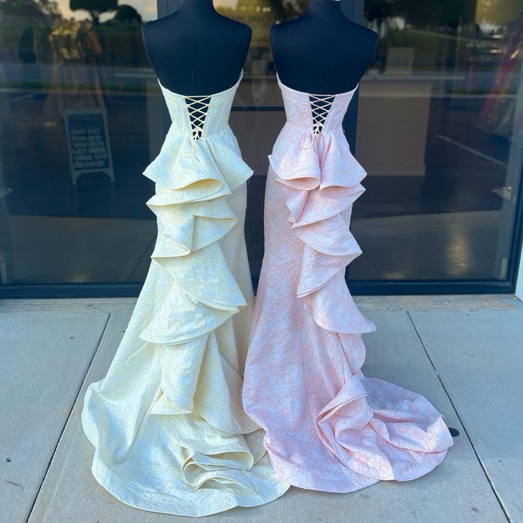 Finley | Strapless Floral Printed Mermaid Prom Dress With Split - KissProm