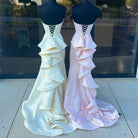 Finley | Strapless Floral Printed Mermaid Prom Dress With Split - KissProm