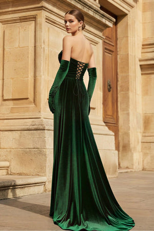 Emerald Sweetheart Long Prom Dress with Attached Train - KissProm