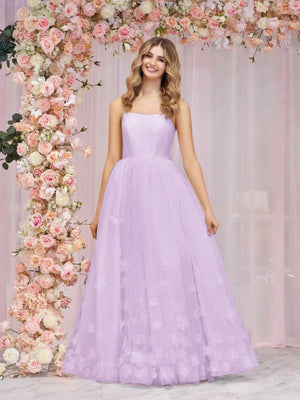 Arabella |A-line Spaghetti Straps Pink Tulle Prom Dress
