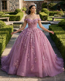 Floral Lace Sweetheart Corset Ball Gown Quinceañera Dress - KissProm