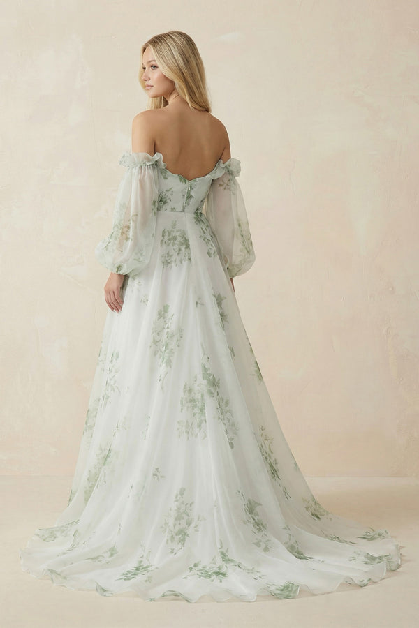 A-Line Floral Appliqued Majesty Bridal Wedding Dress with Ruffles – Wedding Dresses by KissProm | Available at KissProm