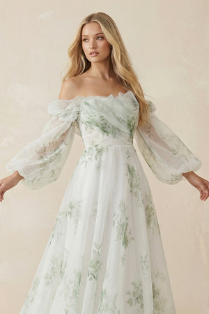 A-Line Floral Appliqued Majesty Bridal Wedding Dress with Ruffles – Wedding Dresses by KissProm | Available at KissProm