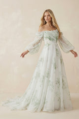 A-Line Floral Appliqued Majesty Bridal Wedding Dress with Ruffles – Wedding Dresses by KissProm | Available at KissProm