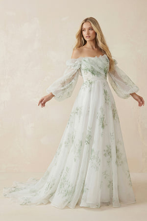 A-Line Floral Appliqued Majesty Bridal Wedding Dress with Ruffles – Wedding Dresses by KissProm | Available at KissProm