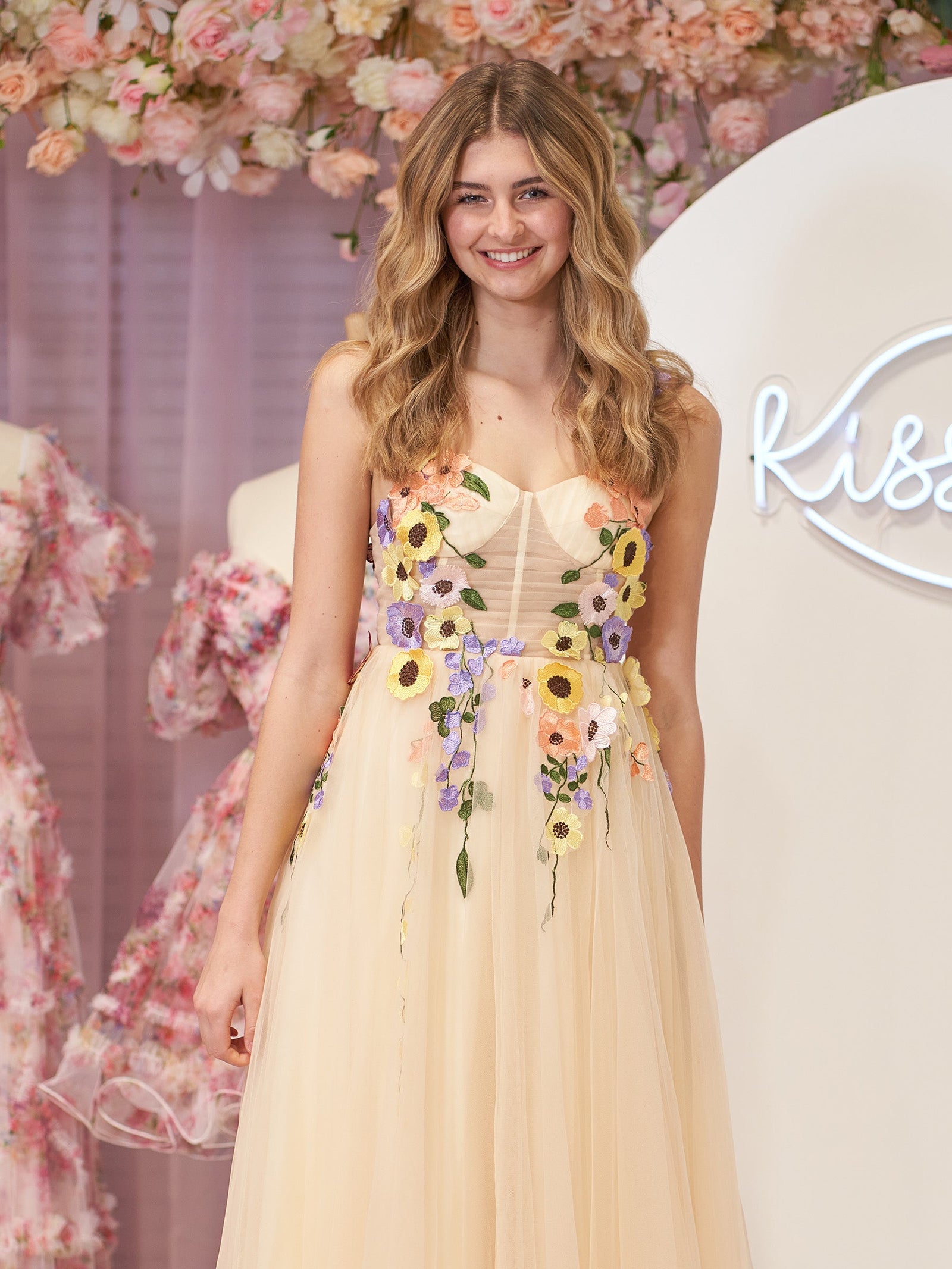 Dusty Rose Teried Tulle Tea Length Prom Dress