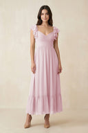 Flutter Sleeve Sweetheart A - Line Chiffon Bridesmaid Dress in Candy Pink - KissProm Bridesmaid Dresses