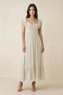 Flutter Sleeve Sweetheart A - Line Chiffon Bridesmaid Dress in Dove Gray - KissProm Bridesmaid Dresses