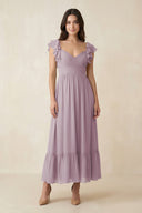 Flutter Sleeve Sweetheart A - Line Chiffon Bridesmaid Dress in Dusk - KissProm Bridesmaid Dresses