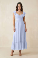 Flutter Sleeve Sweetheart A - Line Chiffon Bridesmaid Dress in Ice - KissProm Bridesmaid Dresses