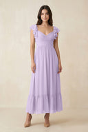 Flutter Sleeve Sweetheart A - Line Chiffon Bridesmaid Dress in Lavender - KissProm Bridesmaid Dresses
