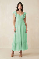 Flutter Sleeve Sweetheart A - Line Chiffon Bridesmaid Dress in Pale Pistachio - KissProm Bridesmaid Dresses