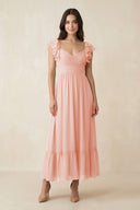 Flutter Sleeve Sweetheart A - Line Chiffon Bridesmaid Dress in Rose Petal - KissProm Bridesmaid Dresses
