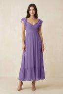 Flutter Sleeve Sweetheart A - Line Chiffon Bridesmaid Dress in Tahiti - KissProm Bridesmaid Dresses