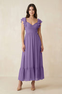 Flutter Sleeve Sweetheart A - Line Chiffon Bridesmaid Dress in Tahiti - KissProm Bridesmaid Dresses