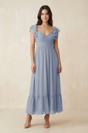 Flutter Sleeve Sweetheart A - Line Chiffon Bridesmaid Dress in Twilight - KissProm Bridesmaid Dresses
