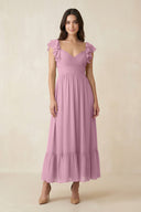 Flutter Sleeve Sweetheart A - Line Chiffon Bridesmaid Dress in Vintage Mauve - KissProm Bridesmaid Dresses