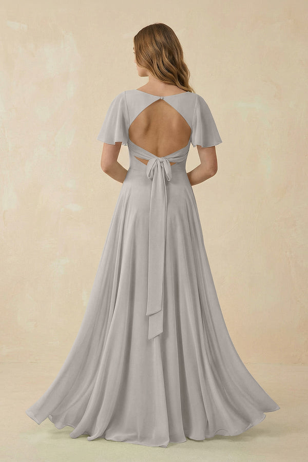 grey flutter sleeve dress Women Brass & Roe Naples Flutter Sleeve Wrap Maxi main image 0