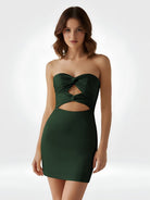 Freia | Dark Green - Strapless Sheath Short Homecoming Dresses With Keyhole