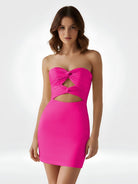 Freia | Yellow - Strapless Sheath Short Homecoming Dresses With Keyhole - KissProm