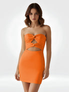 Freia | Orange - Strapless Sheath Short Homecoming Dresses With Keyhole