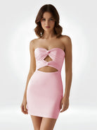 Freia | Pink - Strapless Sheath Short Homecoming Dresses With Keyhole