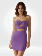 Freia | Purple - Strapless Sheath Short Homecoming Dresses With Keyhole
