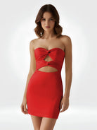 Freia | Red - Strapless Sheath Short Homecoming Dresses With Keyhole