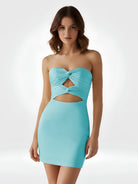 Freia | Aqua - Strapless Sheath Short Homecoming Dresses With Keyhole
