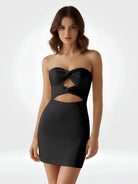 Freia | Black - Strapless Sheath Short Homecoming Dresses With Keyhole