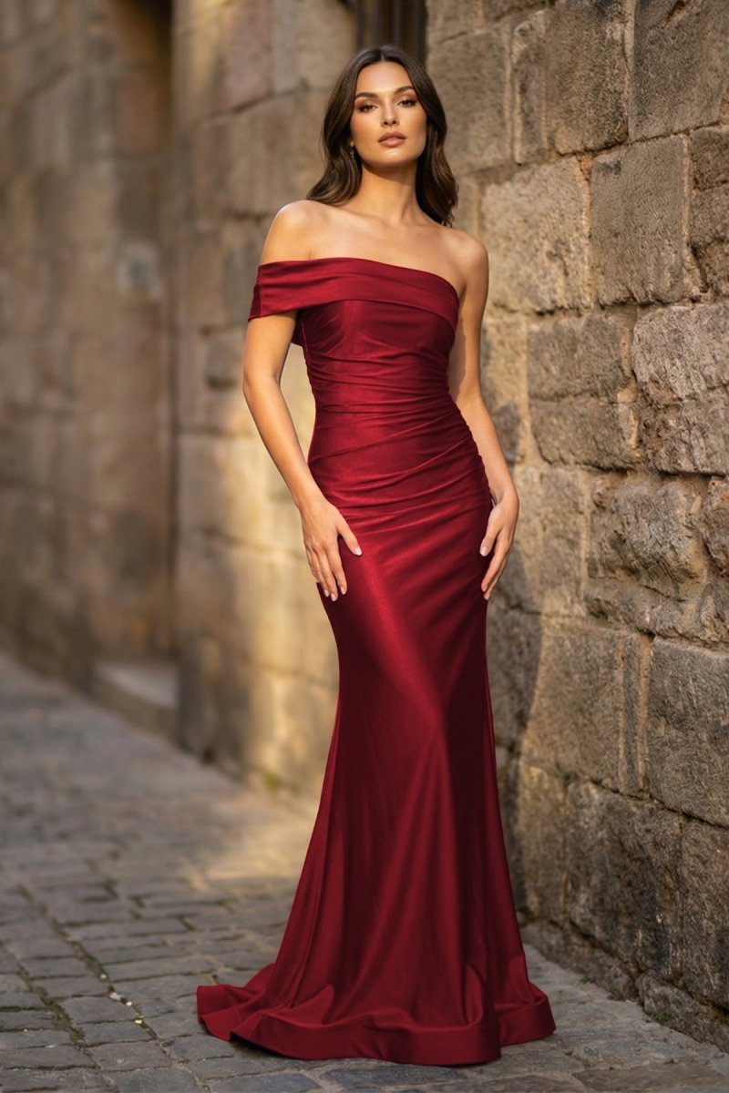 open lace back dress Foraml Mermaid One Shoulder Royal Blue Satin Prom Dress Evening Dress