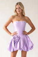 Lilac A-Line Bubble Hem Satin Strapless Corset Homecoming Dress – Homecoming Dress by KissProm | Available at KissProm