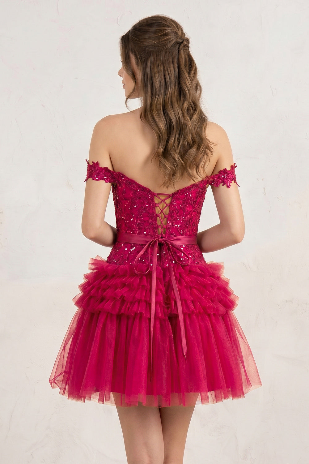 A Line Tulle Tiered Short Homecoming Dress - KissProm