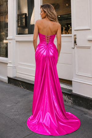 Silver Beaded Sweetheart Mermaid Long Formal Dress with Slit - KissProm