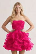 A-line Lace Appliques Organza Short Homecoming Dress - KissProm