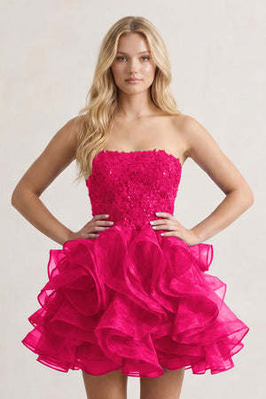 A-line Lace Appliques Organza Short Homecoming Dress - KissProm