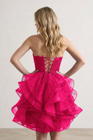 A-line Lace Appliques Organza Short Homecoming Dress - KissProm