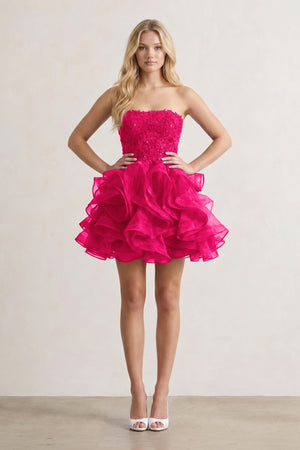 A-line Lace Appliques Organza Short Homecoming Dress - KissProm