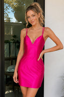 Sheath Spaghetti Straps Green Short Homecoming Dress with Criss Cross Back  – Cocktail Dress by KissProm | Available at KissProm