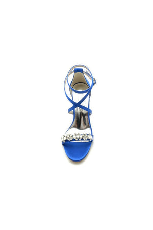 Fuchsia High Heels with Crossed Straps and Metal Accents - KissProm