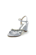 Fuchsia High Heels with Shimmering Metal Accents - KissProm