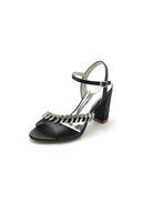 Fuchsia High Heels with Shimmering Metal Accents - KissProm