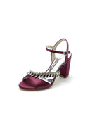 Fuchsia High Heels with Shimmering Metal Accents - KissProm