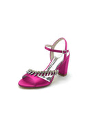 Fuchsia High Heels with Shimmering Metal Accents - KissProm