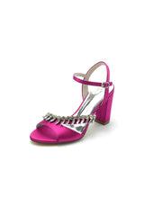 Fuchsia High Heels with Shimmering Metal Accents - KissProm
