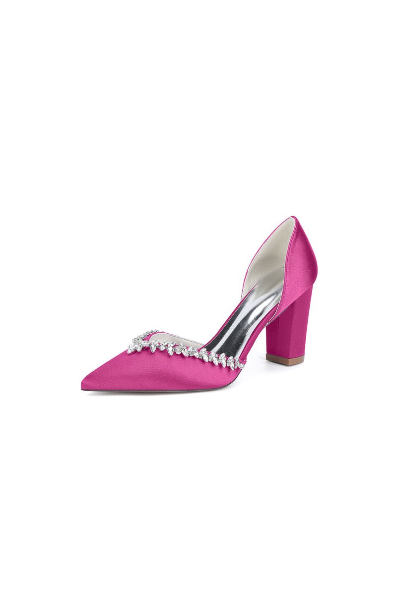 Fuchsia High Heels with Sparkling Crystal Embellishments - KissProm