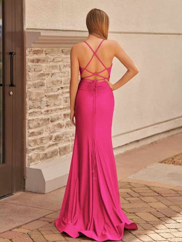 Elisabeth | Mermaid Spaghetti Straps Jersey Prom Dress with Slit