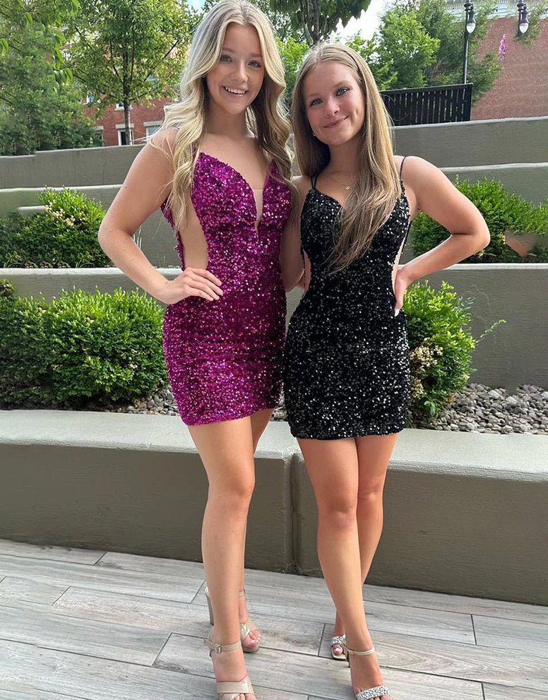 Paisley |Sheath Fuchsia Sequin Homecoming Dress