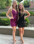 Paisley |Sheath Fuchsia Sequin Homecoming Dress